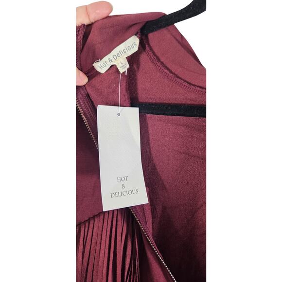 Hot and Delicious Fringe trimmed tassle midi fitted red dress size large - Picture 6 of 9